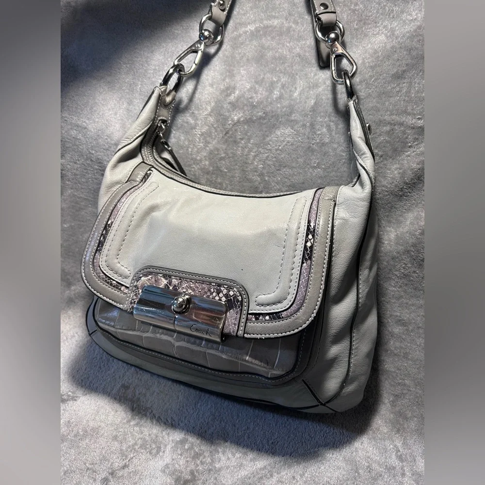 Coach Kristin Spectator 16803 Croc & Python Embossed Leather Hobo - Rehab - Picture 3 of 11